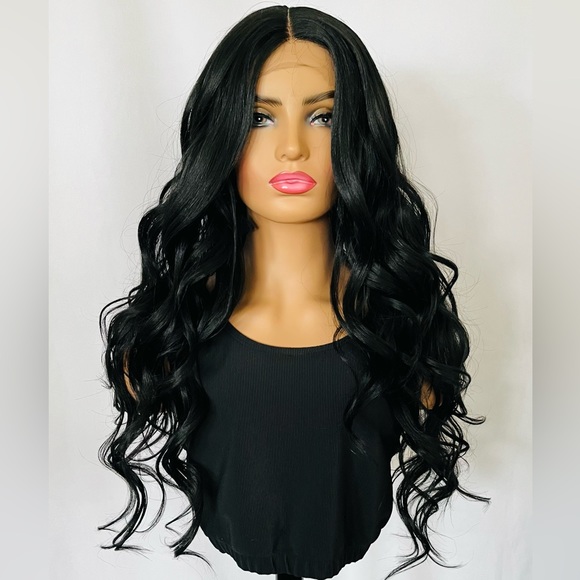 Gorgeous 28” Lace Front Premium Fiber Black Wig - Picture 8 of 8